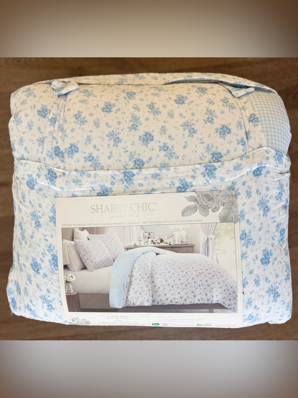 🎉LAST PIECE🎉Shabby‎ Chic Blue and White Floral Comforter Set